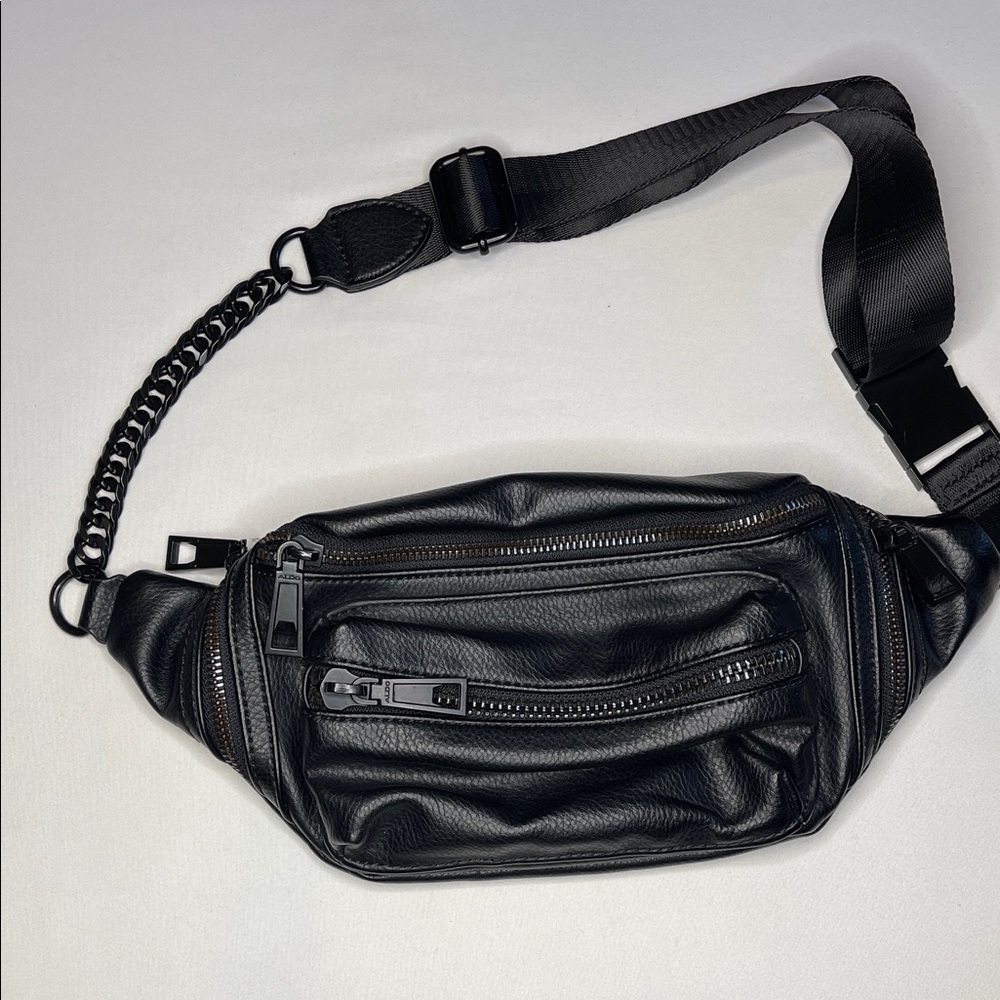 ALDO Black Leather Unisex Crossbody Bag